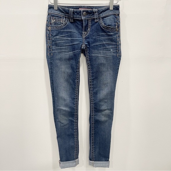 Mek Denim Darjeeling Cigarette Cut Jeans 25x34 Low Rise Y2K - Picture 1 of 11